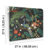 Rifle Paper Co. 4212-84427 Peacock Charcoal Wallpaper