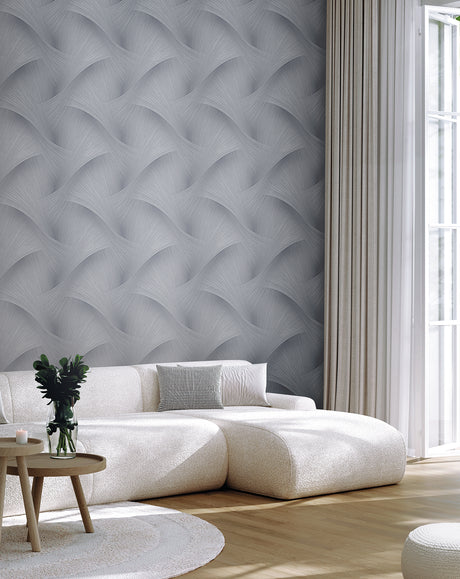 York Wallcoverings Etched Reeds Slate Abstract Wallpaper 422
