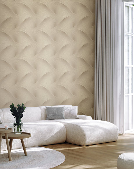 York Wallcoverings Etched Reeds Light Brown Abstract Wallpap