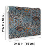 York Wallcoverings Catherine Blue Botanical Wallpaper 4228-8
