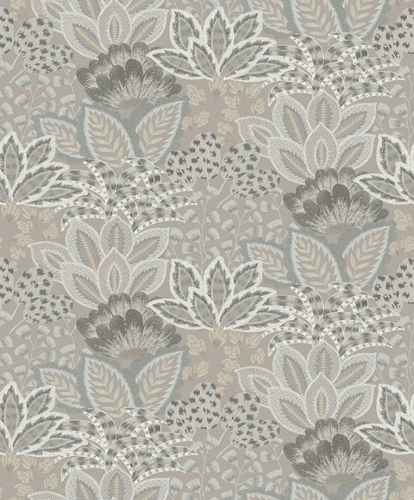 York Wallcoverings Catherine Taupe Botanical Wallpaper 4228-