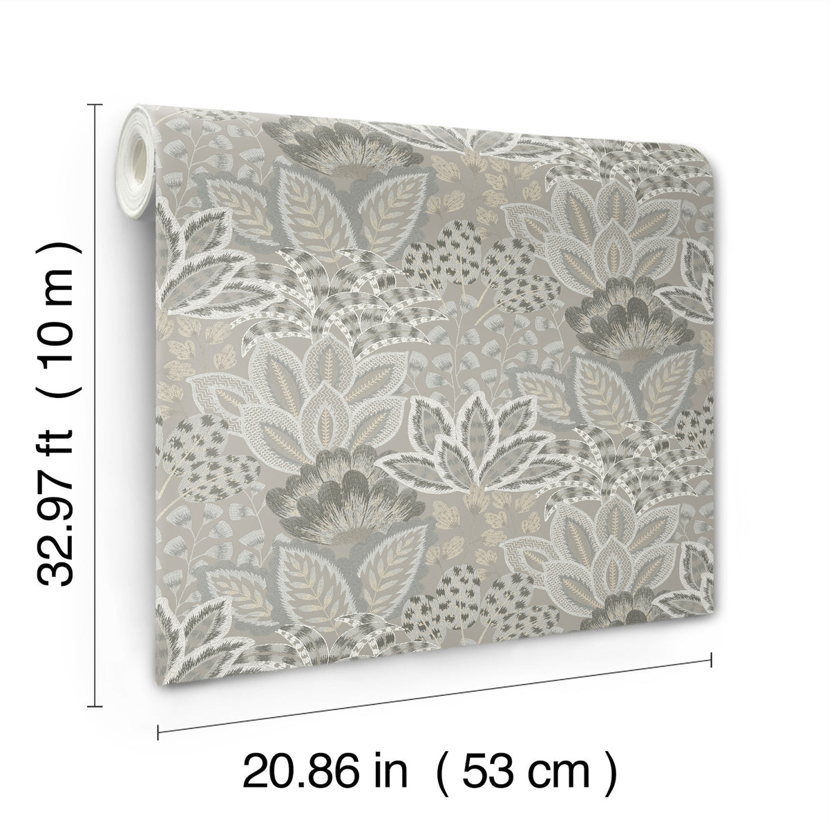 York Wallcoverings Catherine Taupe Botanical Wallpaper 4228-