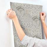 York Wallcoverings Catherine Taupe Botanical Wallpaper 4228-