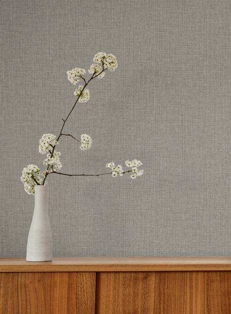 York Wallcoverings Egyptian Linen Ash Faux Fabric Wallpaper 