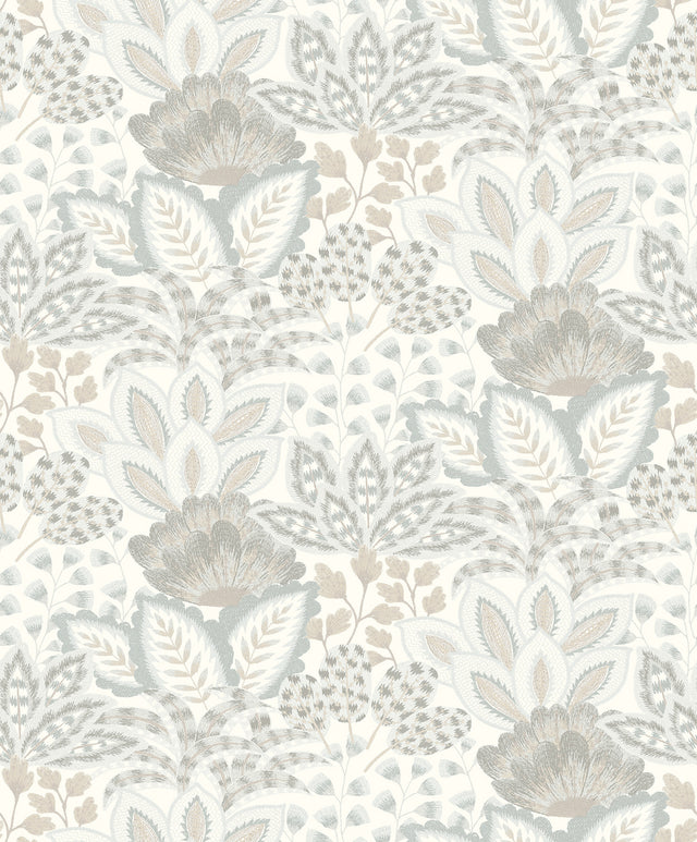 York Wallcoverings Catherine Ivory Botanical Wallpaper 4228-