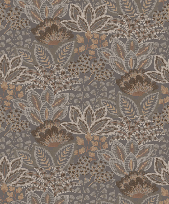 York Wallcoverings Catherine Chocolate Botanical Wallpaper 4