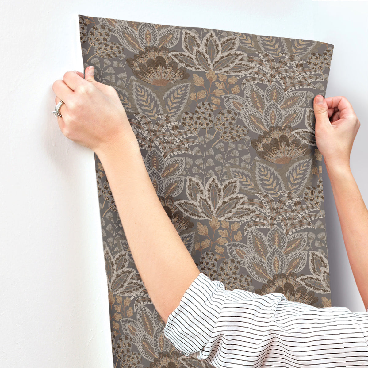 York Wallcoverings Catherine Chocolate Botanical Wallpaper 4