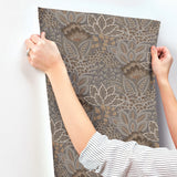 York Wallcoverings Catherine Chocolate Botanical Wallpaper 4