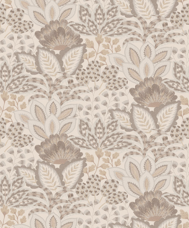 York Wallcoverings Catherine Neutral Botanical Wallpaper 422