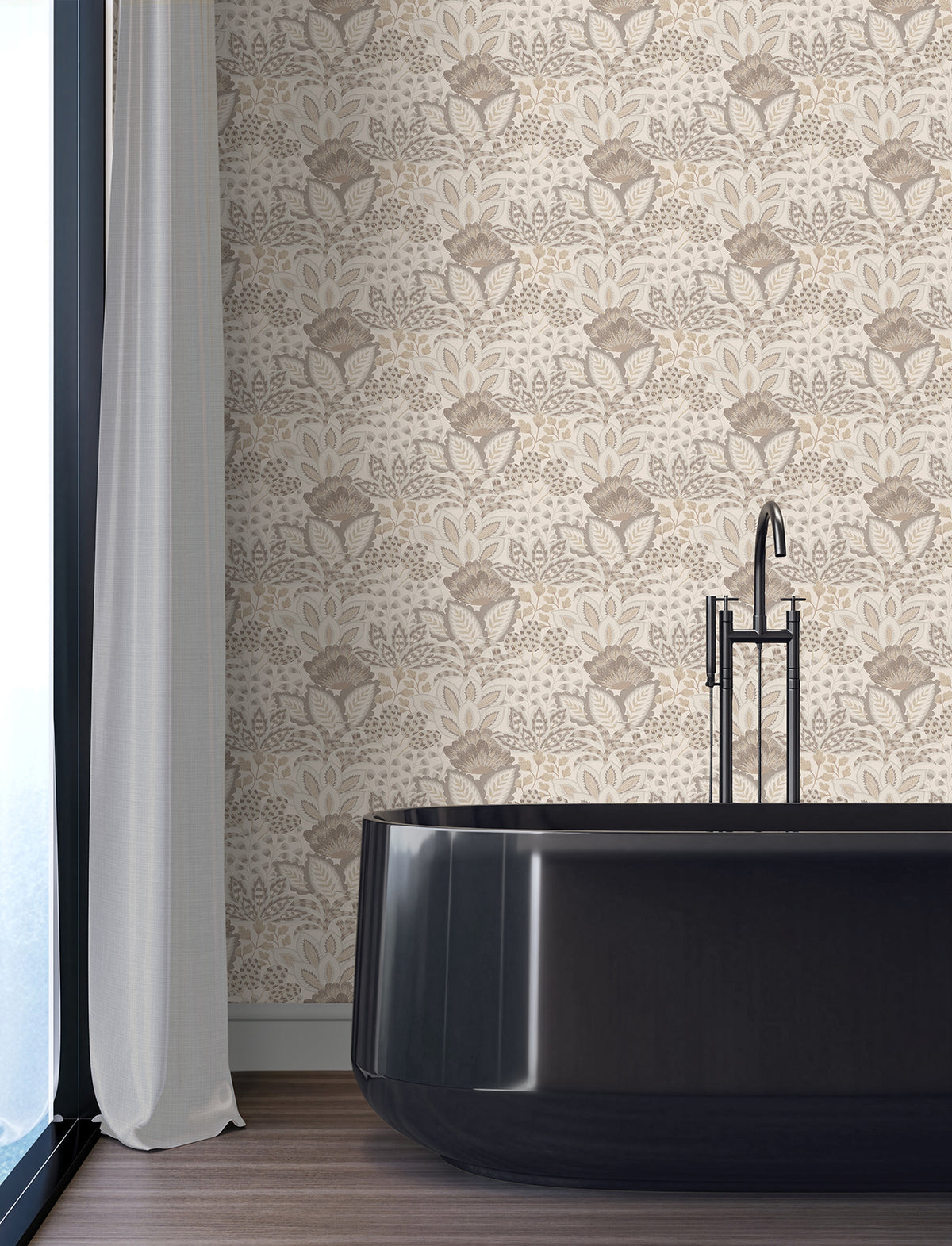 York Wallcoverings Catherine Neutral Botanical Wallpaper 422
