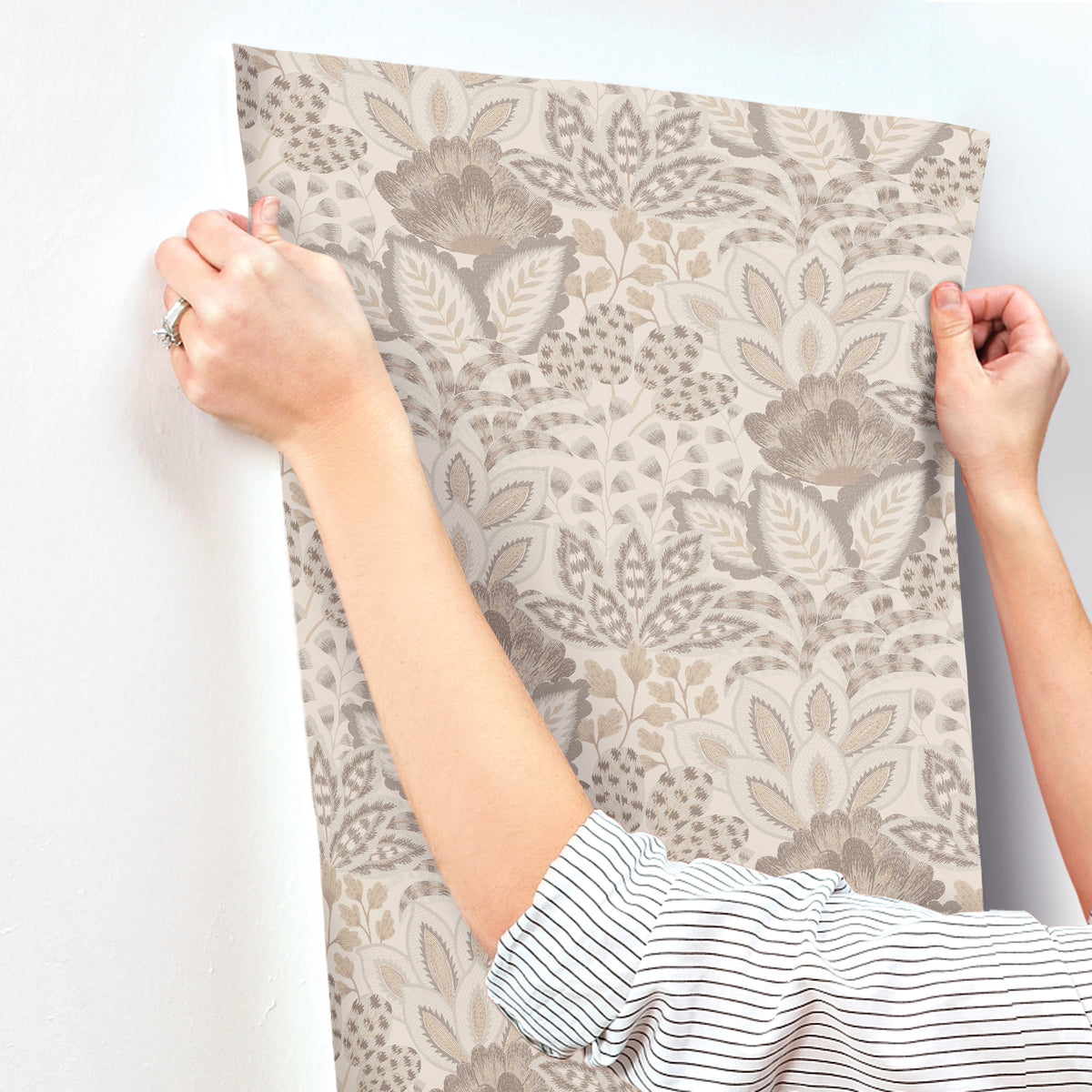 York Wallcoverings Catherine Neutral Botanical Wallpaper 422