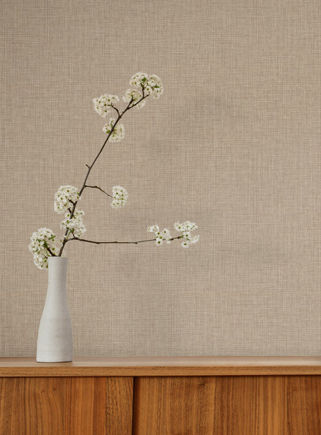 York Wallcoverings Egyptian Linen Light Brown Faux Fabric Wa