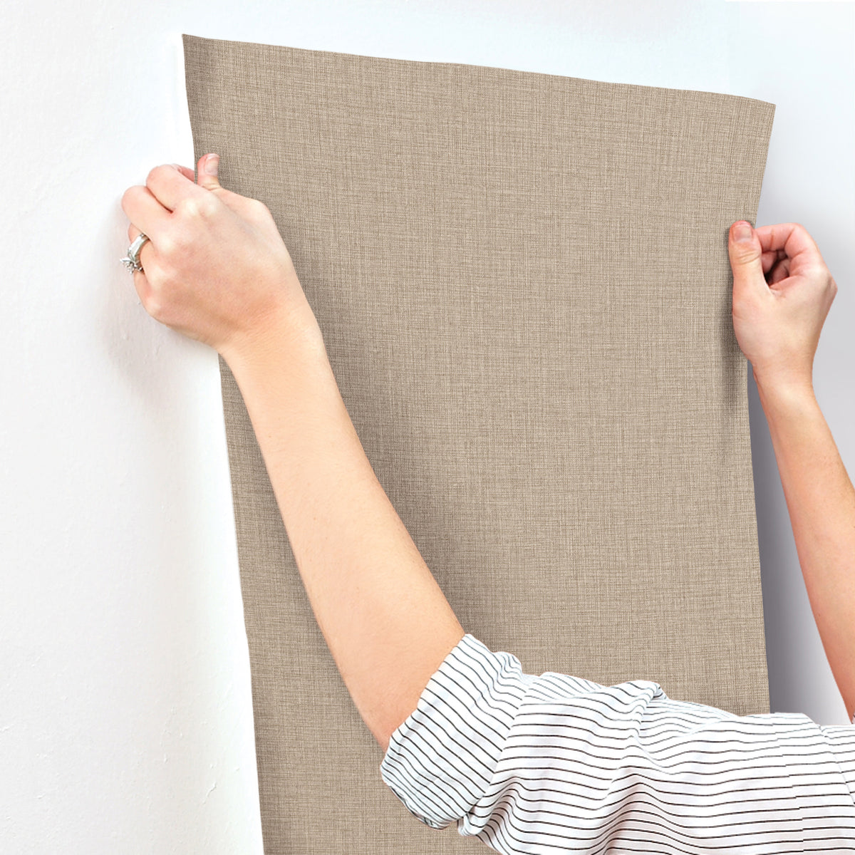 York Wallcoverings Egyptian Linen Light Brown Faux Fabric Wa