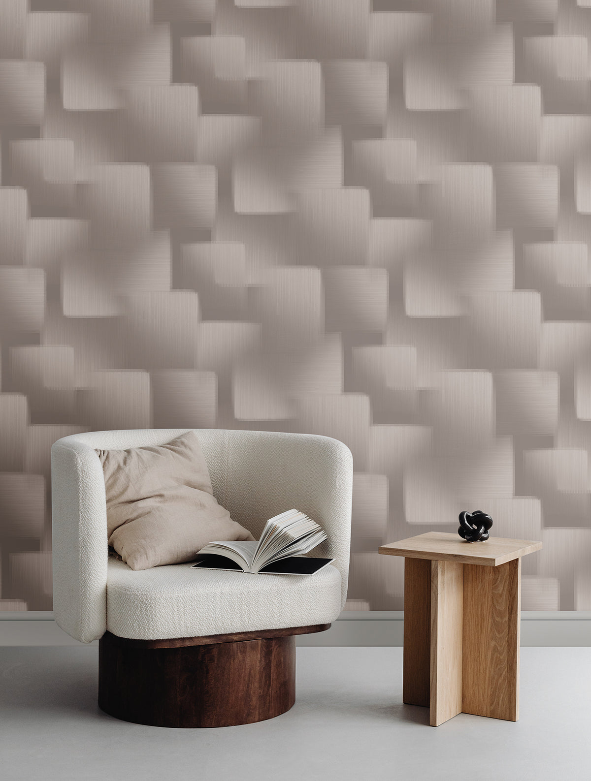 York Wallcoverings Silk Madras Grey Abstract Geometric Wallp