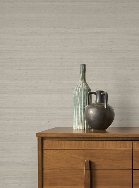 York Wallcoverings Fine Silk Taupe Faux Fabric Wallpaper 422