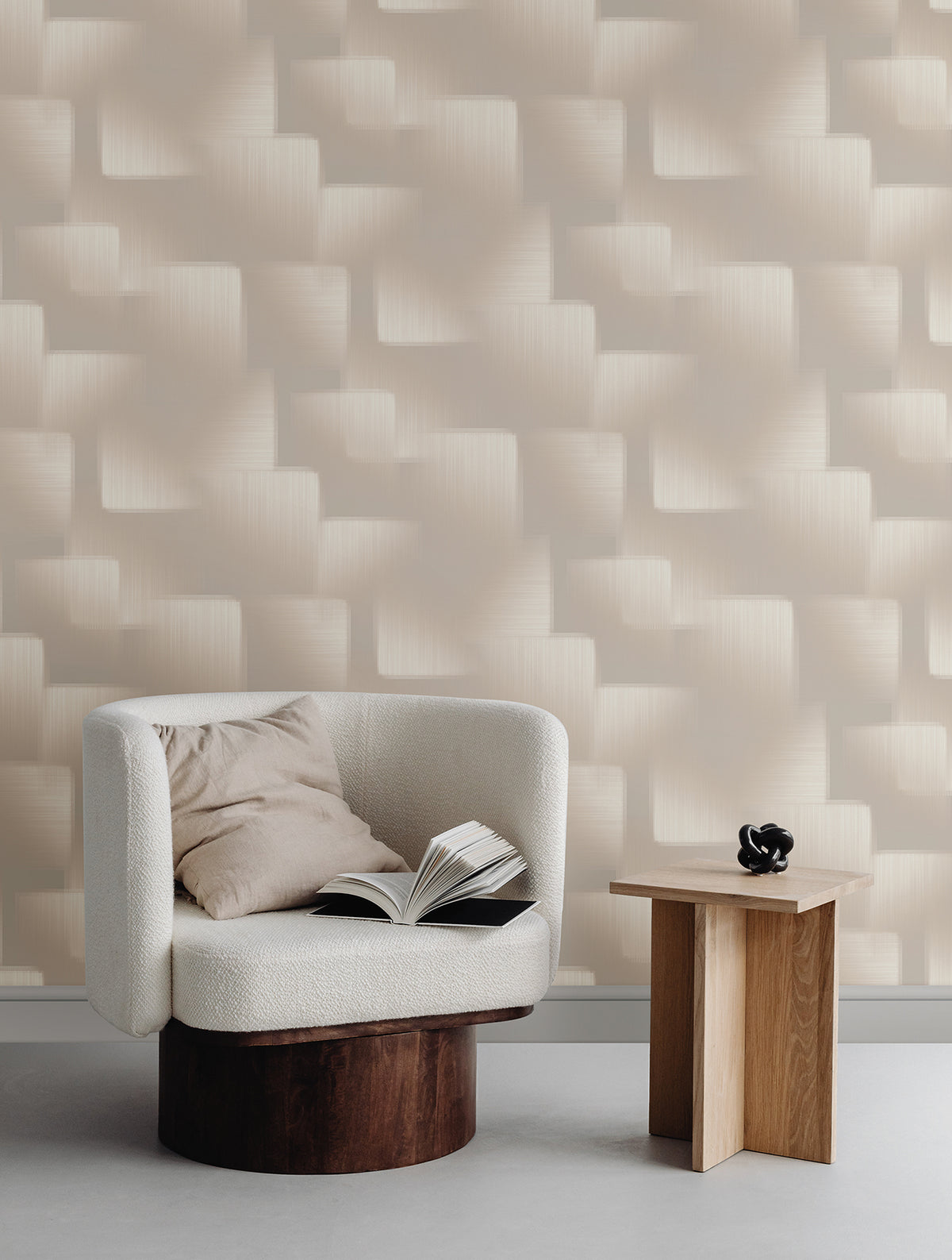 York Wallcoverings Silk Madras Beige Abstract Geometric Wall
