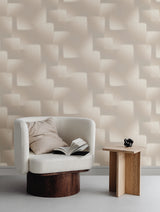 York Wallcoverings Silk Madras Beige Abstract Geometric Wall