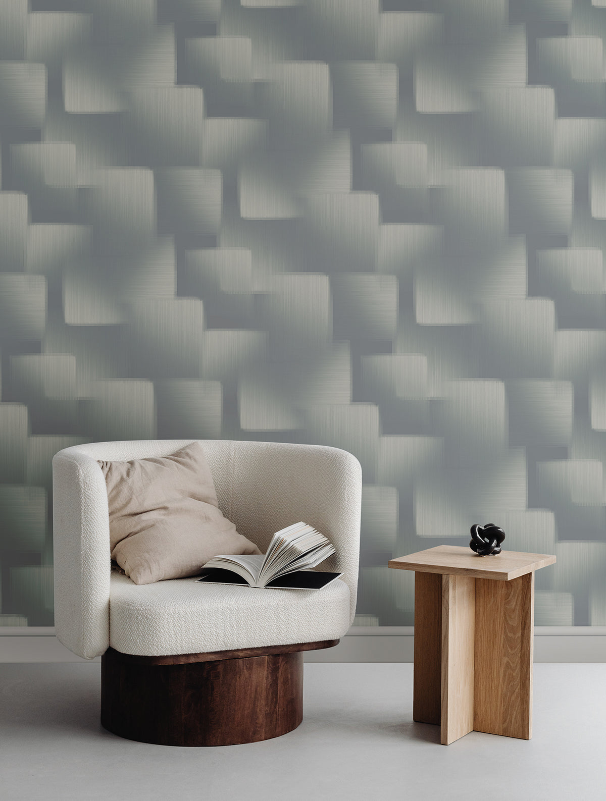 York Wallcoverings Silk Madras Slate Abstract Geometric Wall