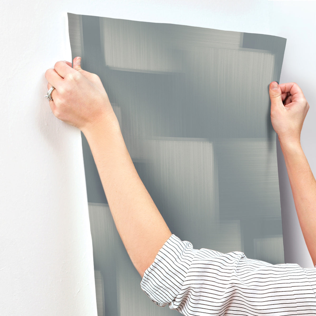 York Wallcoverings Silk Madras Slate Abstract Geometric Wall