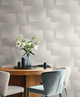 York Wallcoverings Silk Madras Light Grey Abstract Geometric