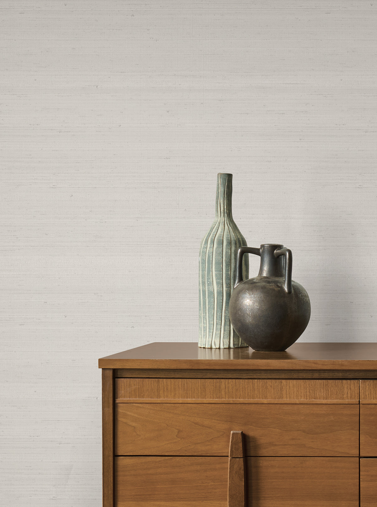 York Wallcoverings Fine Silk Light Grey Faux Fabric Wallpape