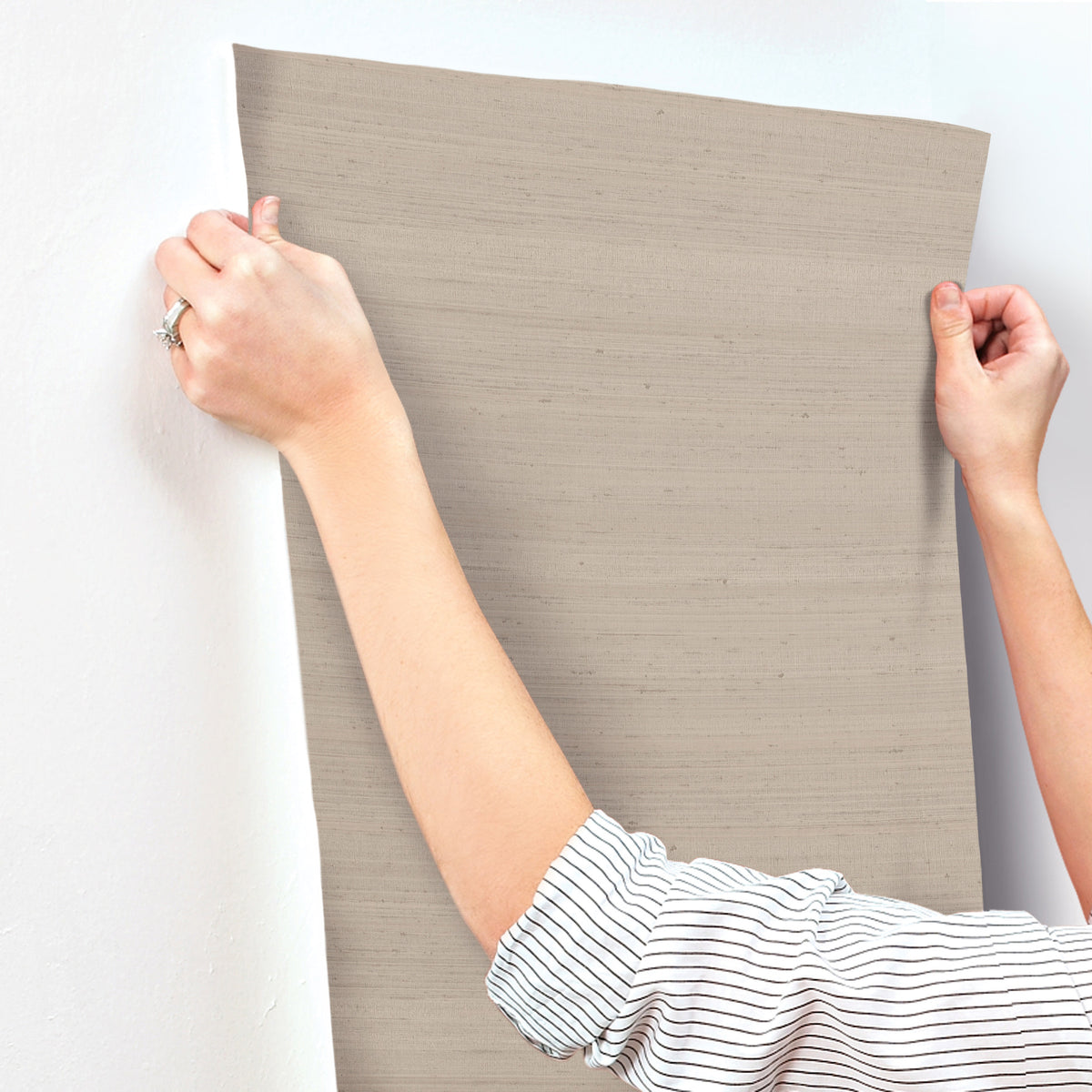 York Wallcoverings Fine Silk Light Brown Faux Fabric Wallpap