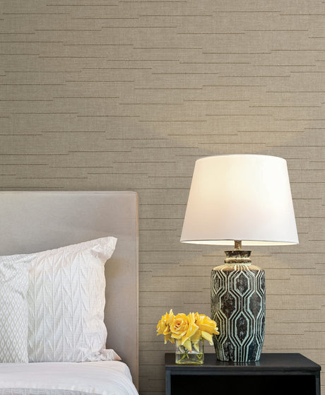 York Wallcoverings Latitude Taupe Striated Wallpaper 4228-84