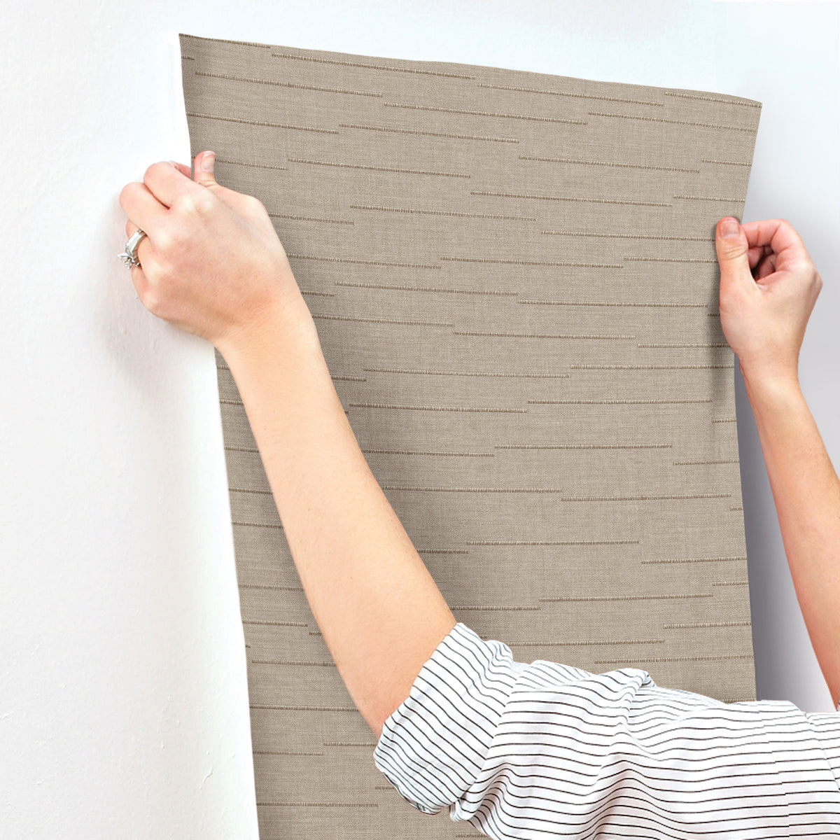 York Wallcoverings Latitude Taupe Striated Wallpaper 4228-84