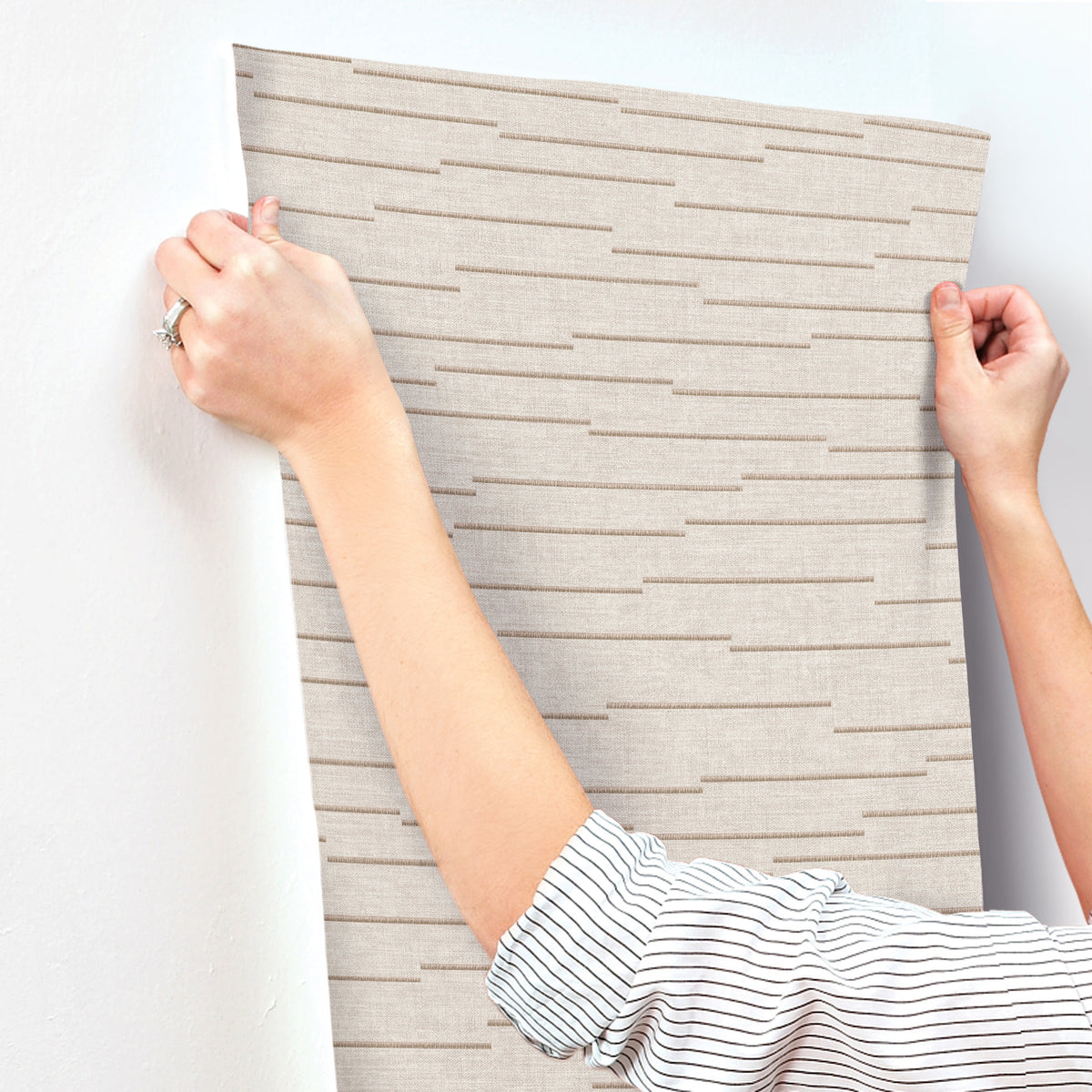 York Wallcoverings Latitude Beige Striated Wallpaper 4228-84