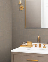 York Wallcoverings Chiseled Patchwork Brown Faux Fabric Wall