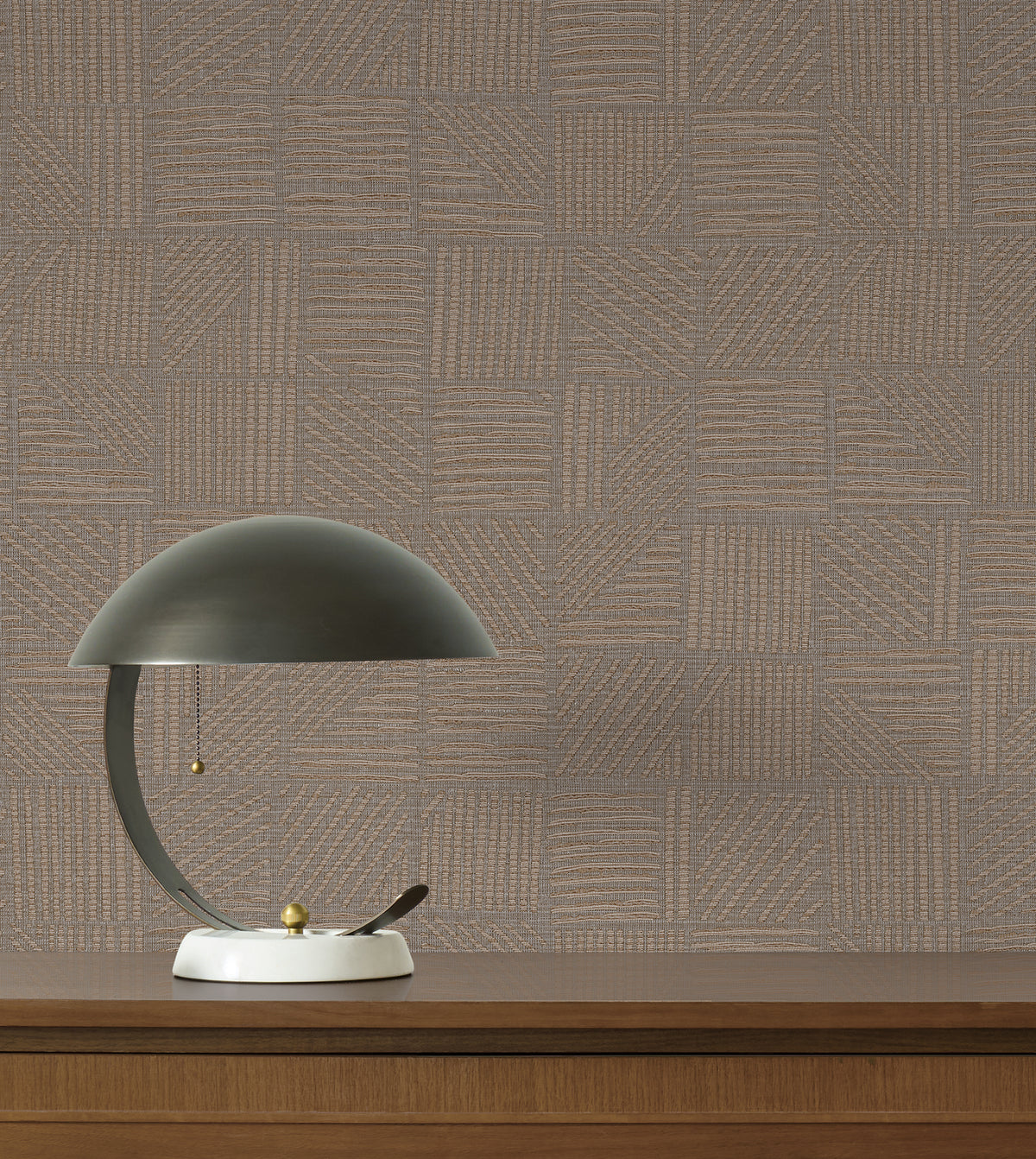 York Wallcoverings Chiseled Patchwork Brown Faux Fabric Wall