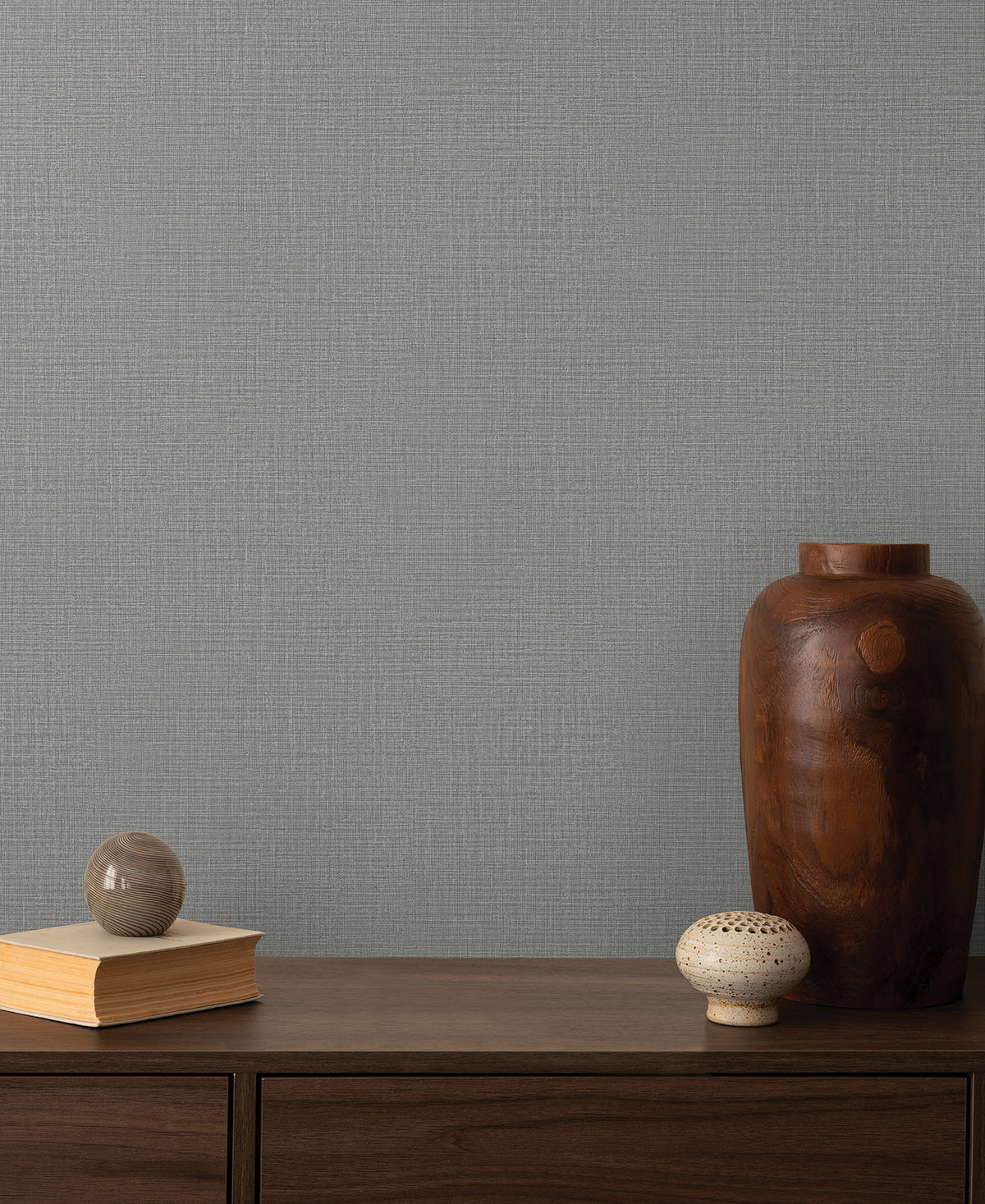 York Wallcoverings Georgette Dark Grey Faux Fabric Wallpaper