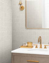 York Wallcoverings Chiseled Patchwork Beige Faux Fabric Wall