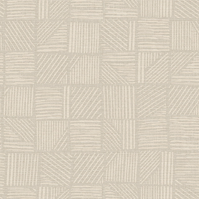 York Wallcoverings Chiseled Patchwork Neutral Faux Fabric Wa