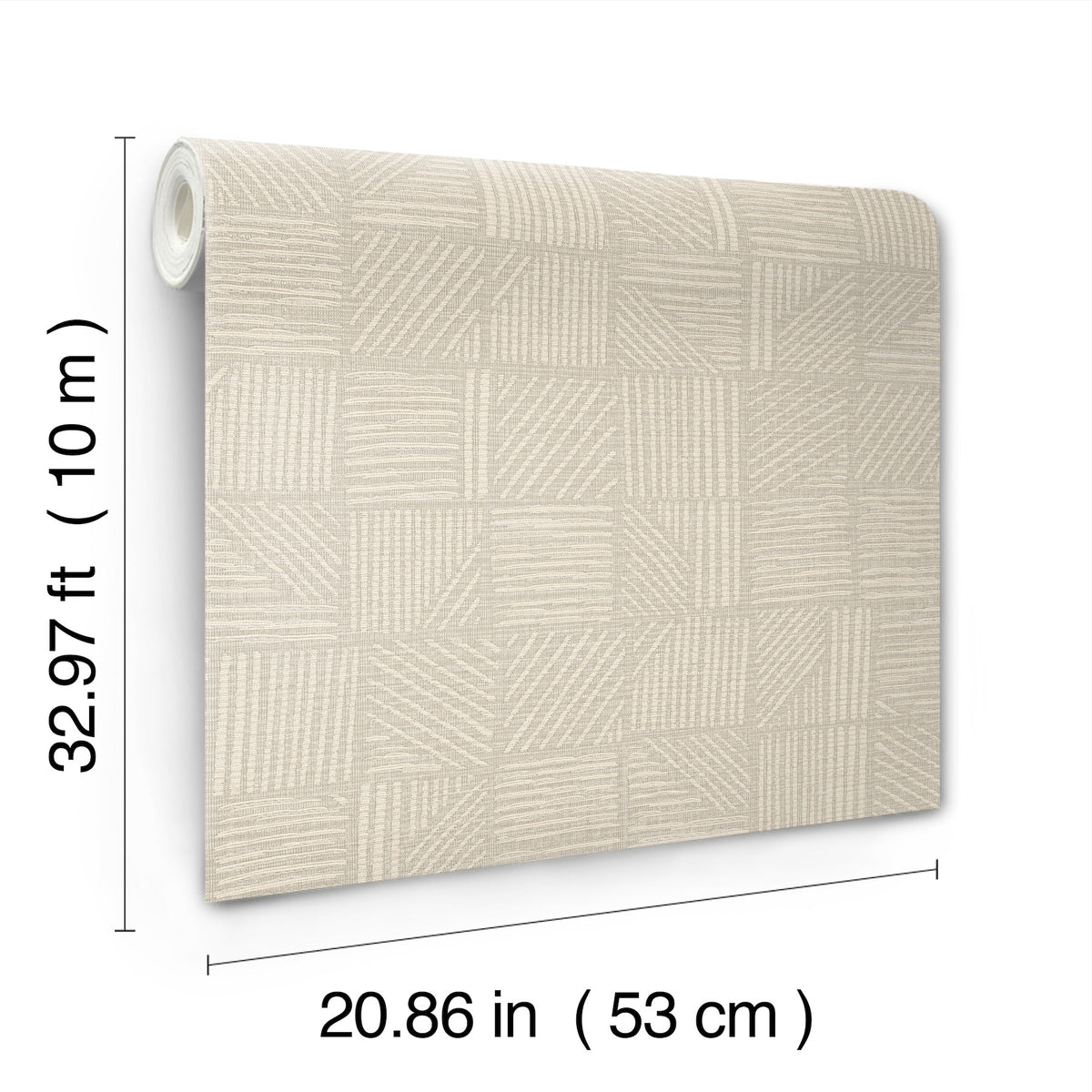 York Wallcoverings Chiseled Patchwork Neutral Faux Fabric Wa