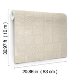York Wallcoverings Chiseled Patchwork Neutral Faux Fabric Wa