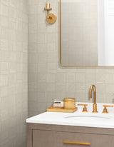 York Wallcoverings Chiseled Patchwork Neutral Faux Fabric Wa