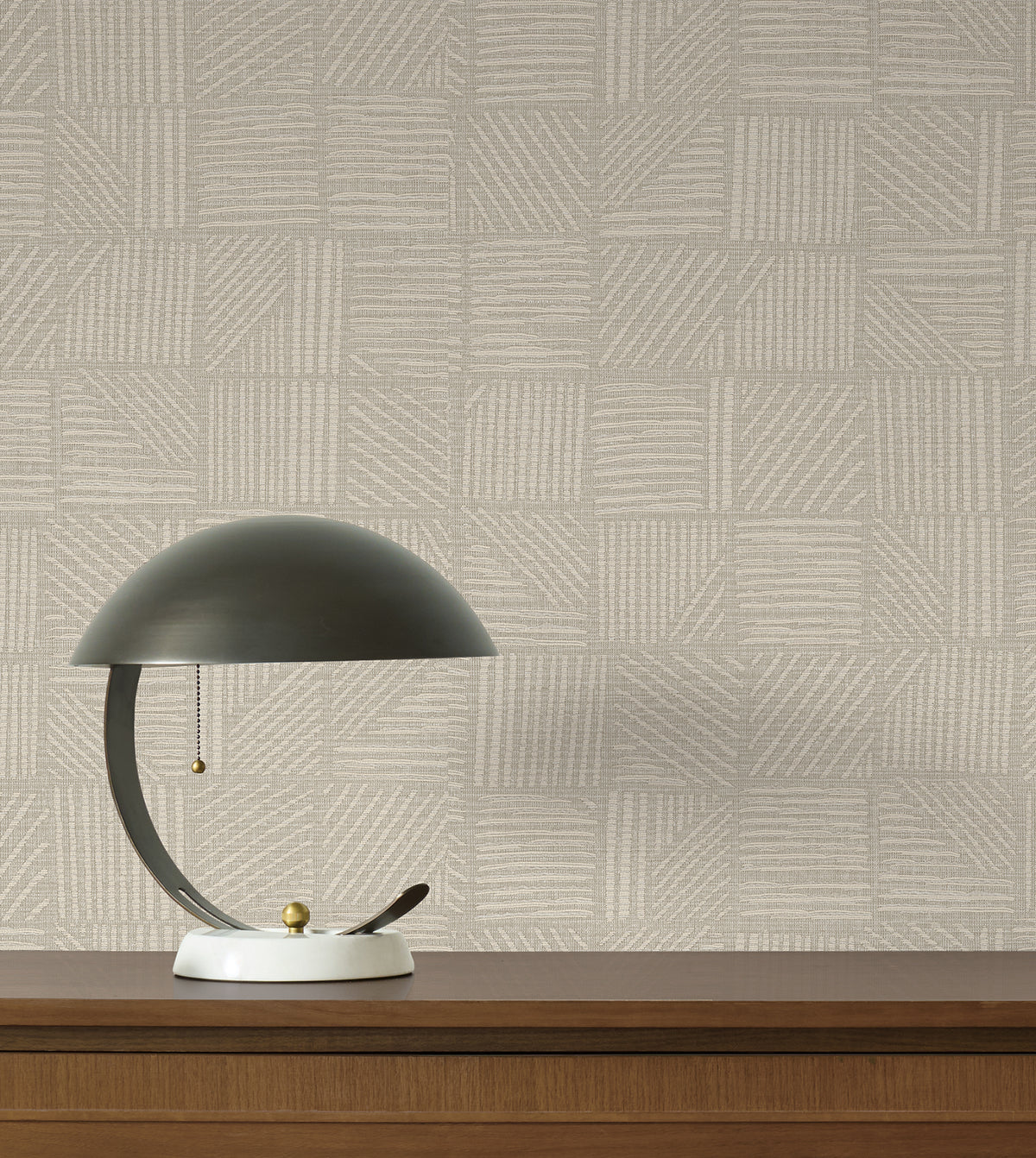 York Wallcoverings Chiseled Patchwork Neutral Faux Fabric Wa