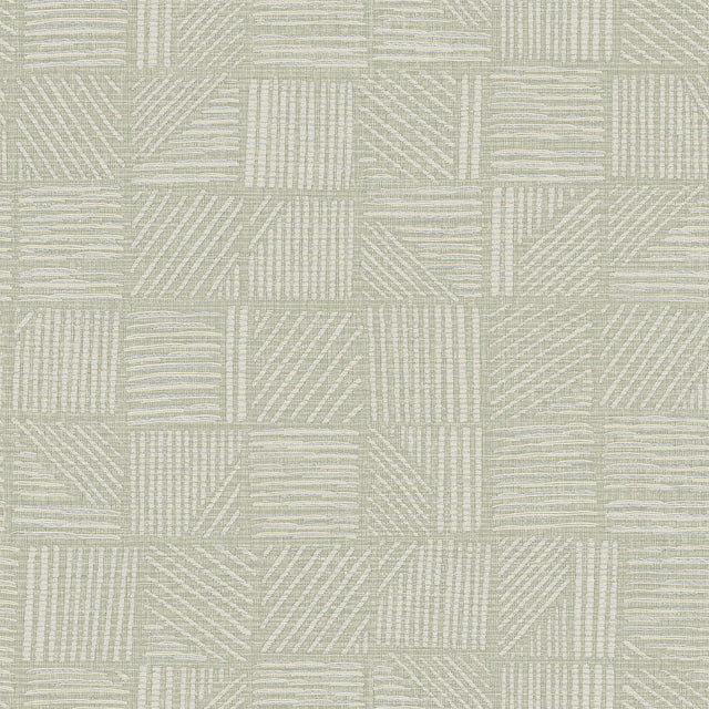 York Wallcoverings Chiseled Patchwork Sage Faux Fabric Wallp