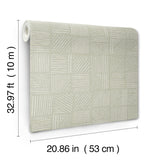 York Wallcoverings Chiseled Patchwork Sage Faux Fabric Wallp