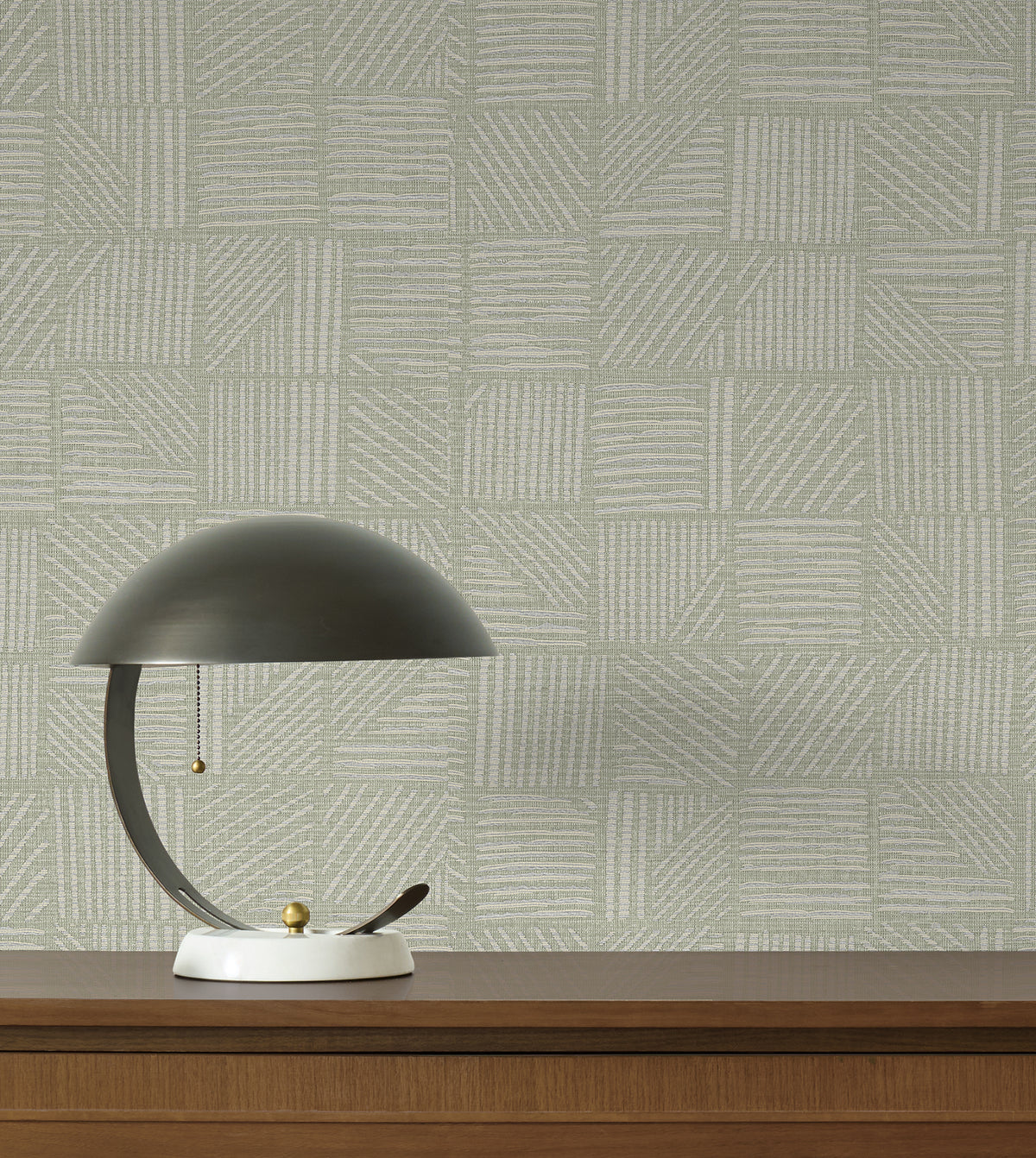 York Wallcoverings Chiseled Patchwork Sage Faux Fabric Wallp