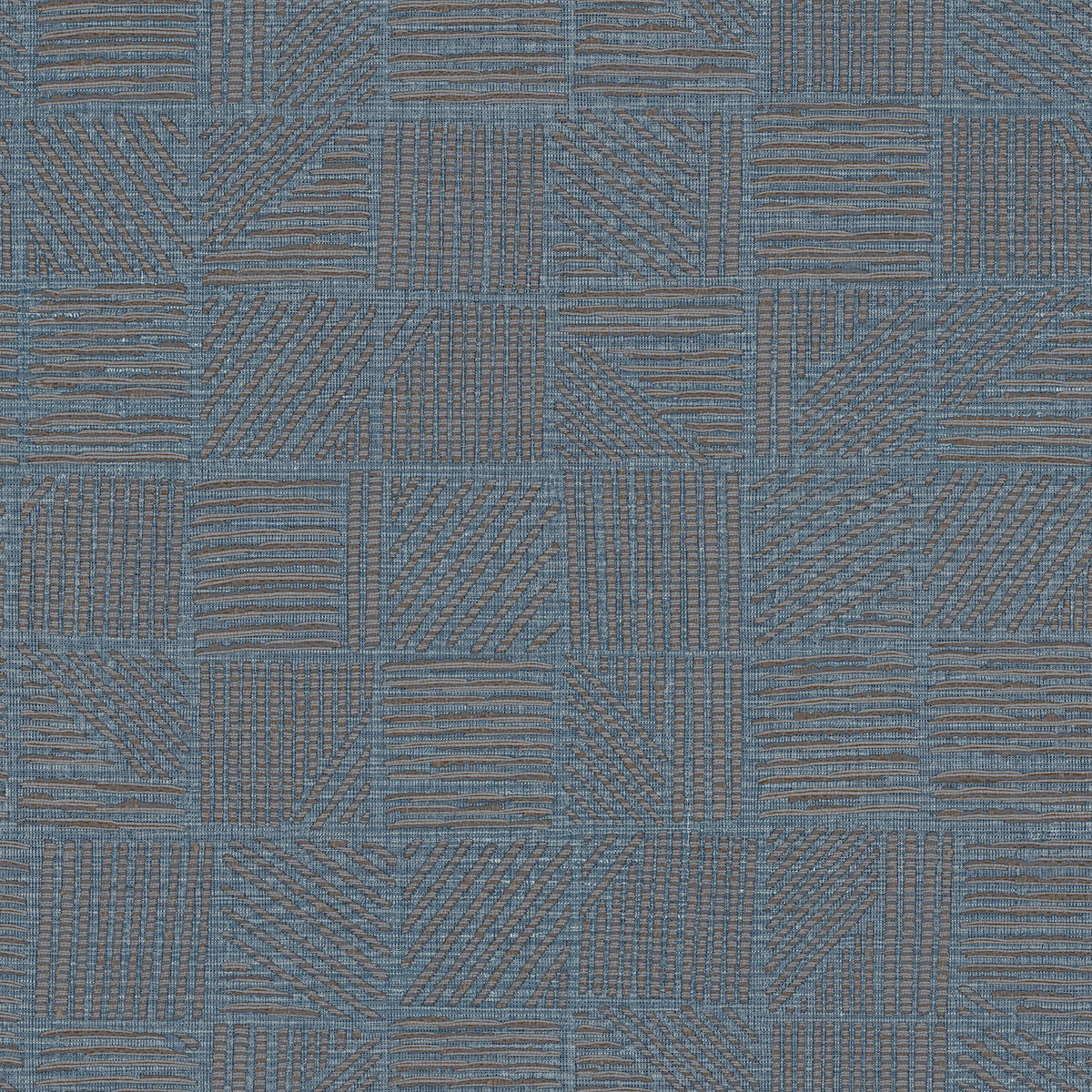 York Wallcoverings Chiseled Patchwork Sapphire Faux Fabric W