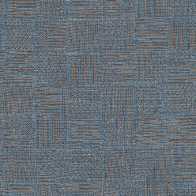 York Wallcoverings Chiseled Patchwork Sapphire Faux Fabric W