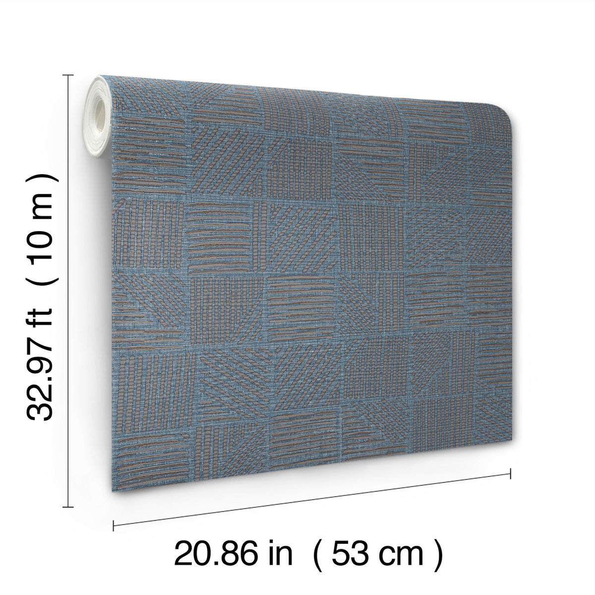 York Wallcoverings Chiseled Patchwork Sapphire Faux Fabric W
