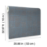 York Wallcoverings Chiseled Patchwork Sapphire Faux Fabric W