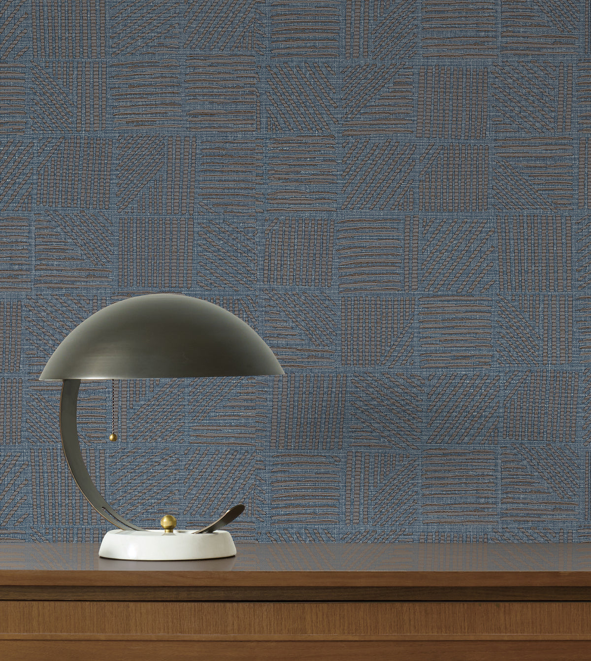 York Wallcoverings Chiseled Patchwork Sapphire Faux Fabric W