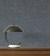 York Wallcoverings Chiseled Patchwork Sapphire Faux Fabric W