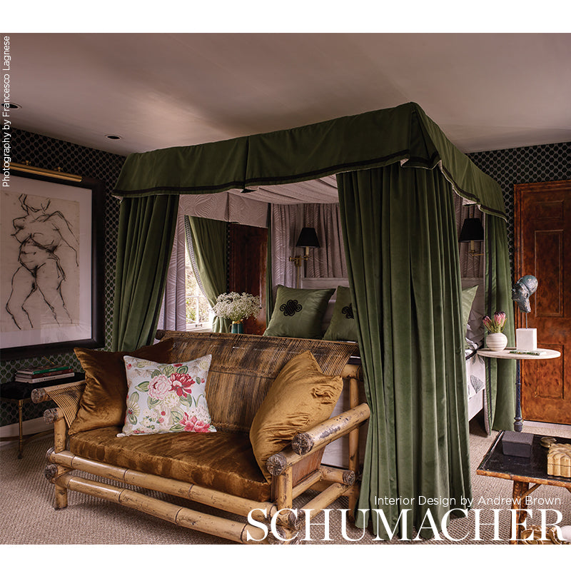 Schumacher 42885 GAINSBOROUGH VELVET in HUNTER Fabric - PERF