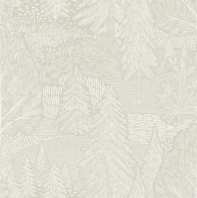 Schumacher 4703 NORTHERN FOREST in IVORY Wallpaper - A COUNT