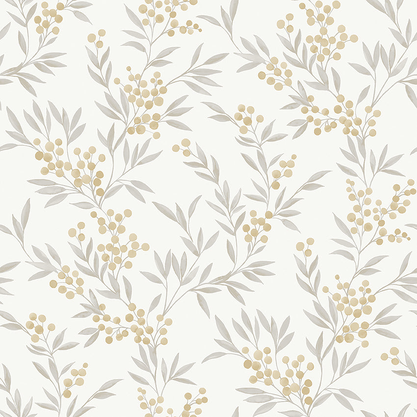 Schumacher 4713 FOREST BERRIES in OCHRE AND IVORY Wallpaper 